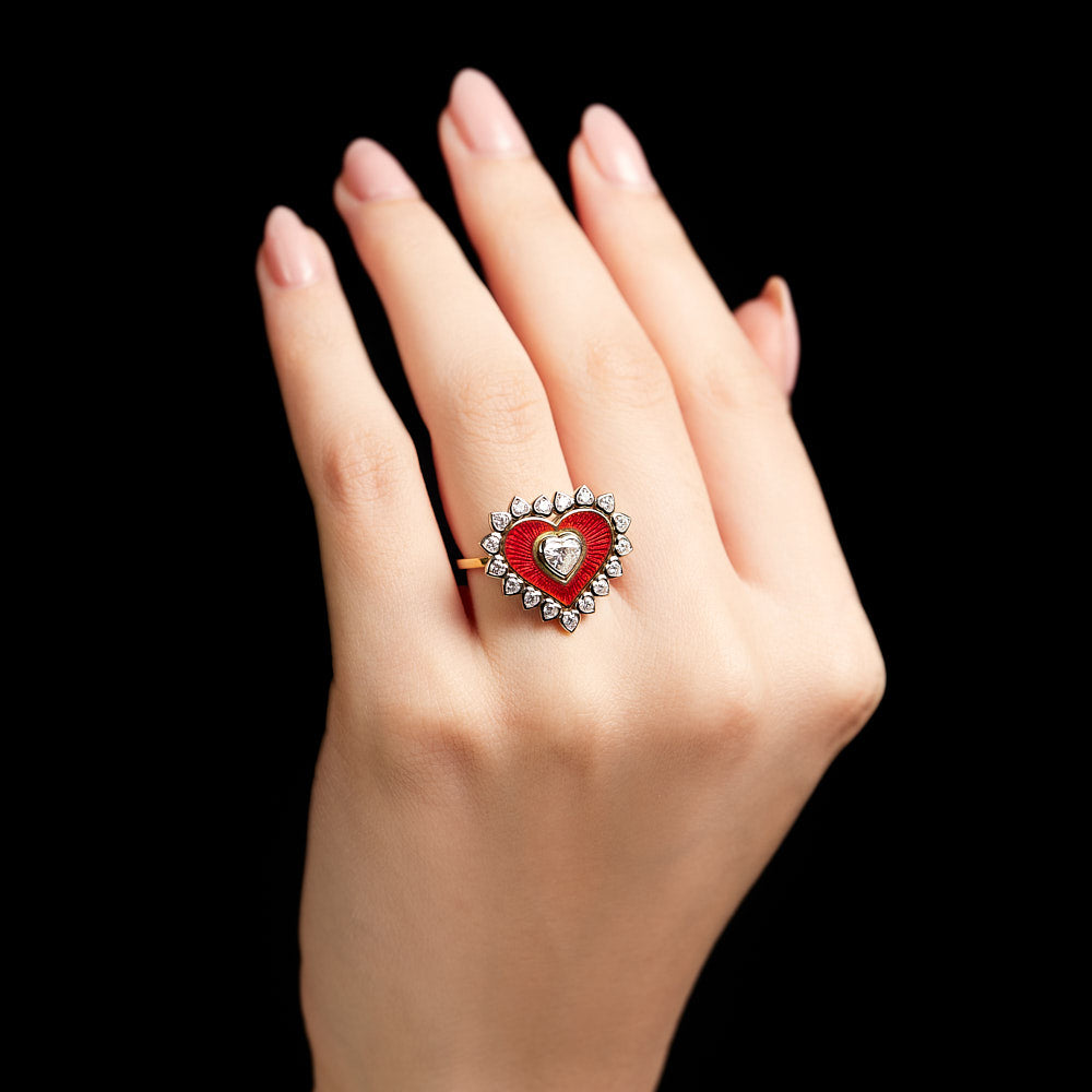 Queen of Hearts Ring on Hand