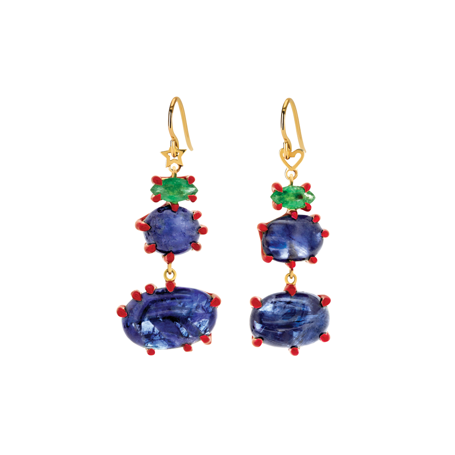 Scribbles Red Blue & Green Earrings