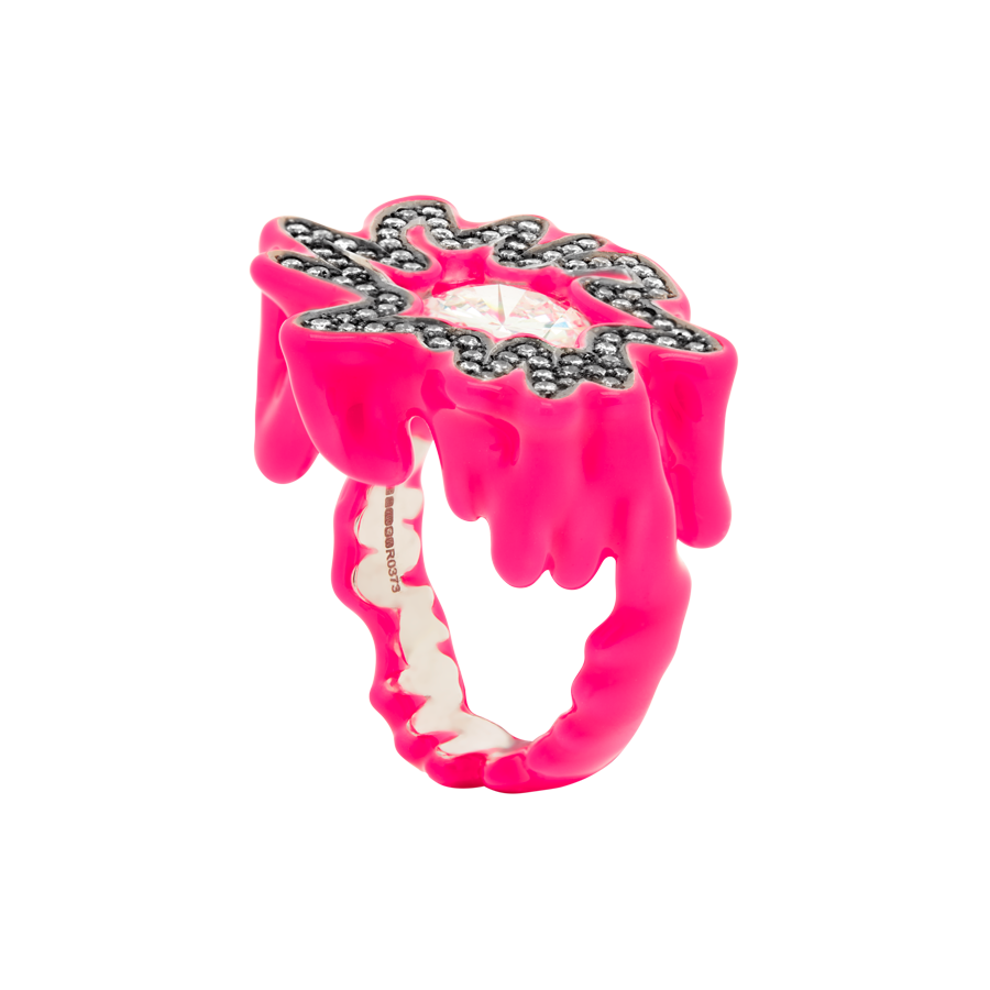 Scribbles Pink & White Ring