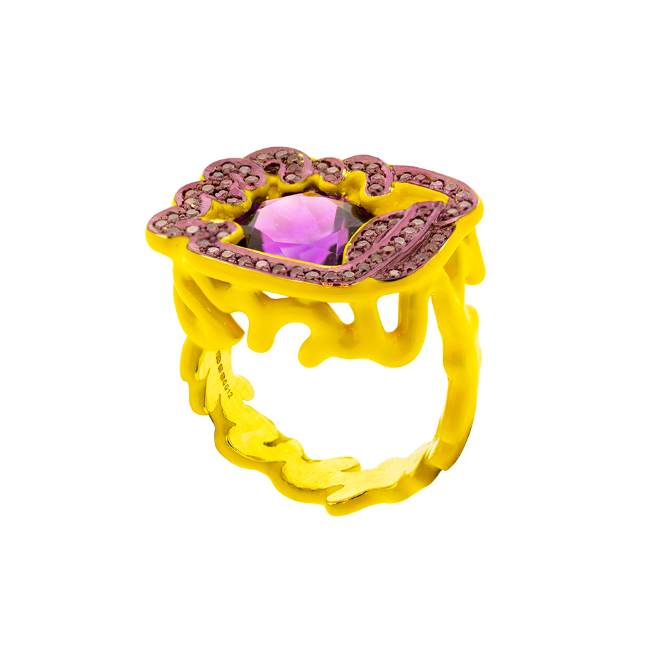 Scribbles Yellow & Purple Ring