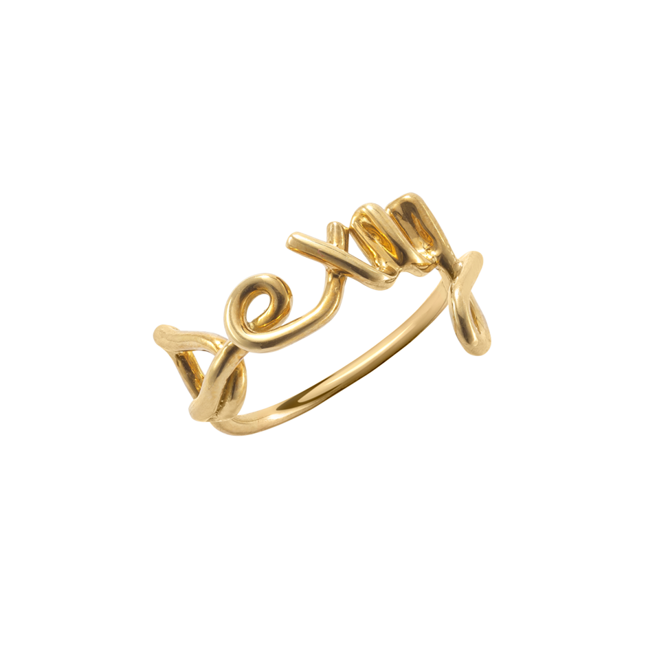 Bespoke Sexy Gold word ring Solange Azagury partridge front view
