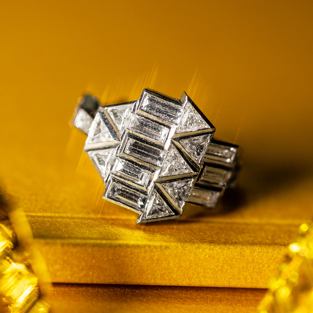 Solid Light Arrows of Diamonds in 18 karat white gold ring by Solange Azagury-Partridge