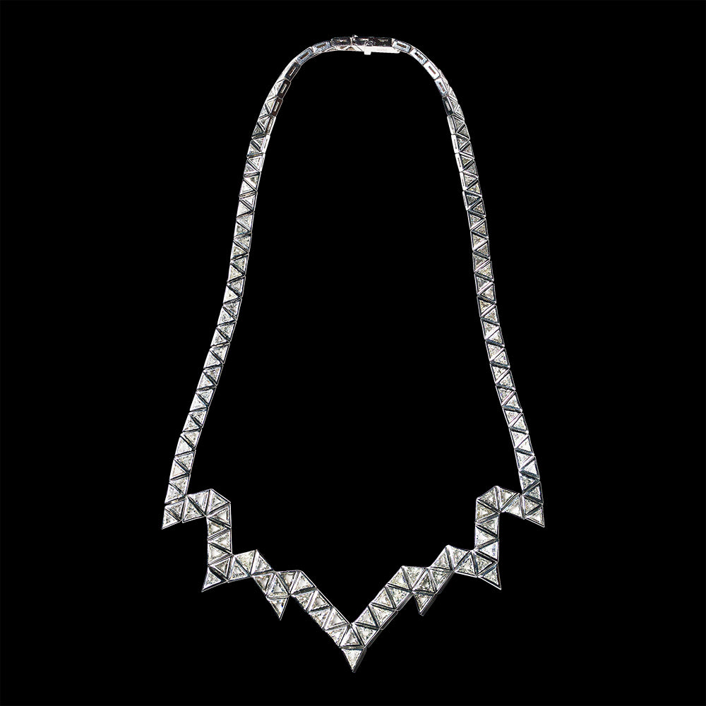 Triangle Diamond Necklace set with Triangle Set Diamond in 18 karat white gold by Solange Azagury-Partridge