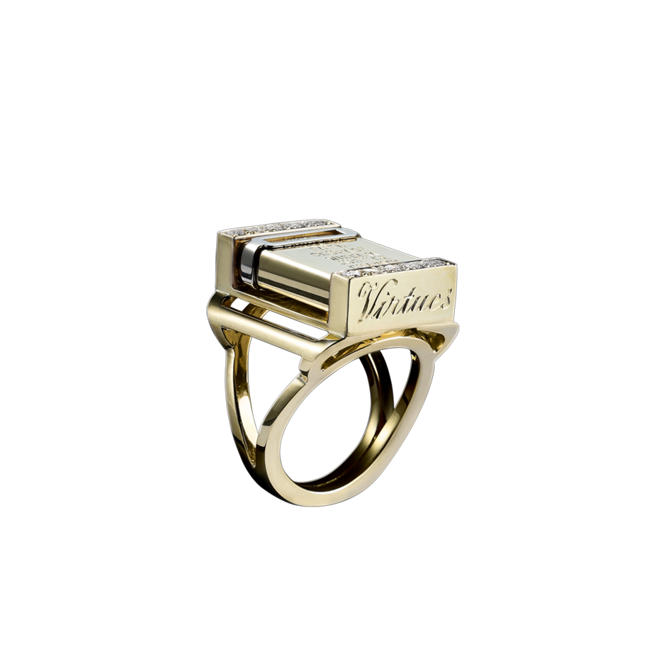 Vices and Virtues Revolving Ring Diamonds and 18 Karat Yellow Gold By Solange Azagury-Partridge