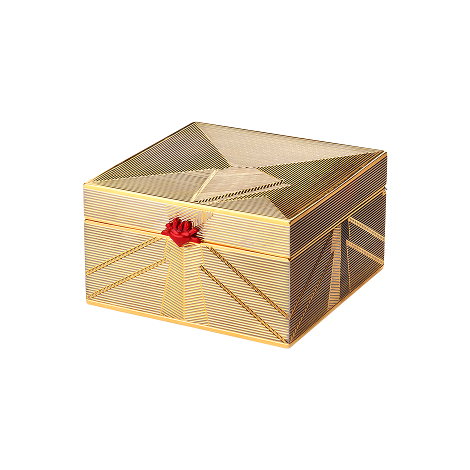 A keepsake engraved box with flaming heart as clasp in gold vermeil and lacquer box by Solange Azagury-Partridge