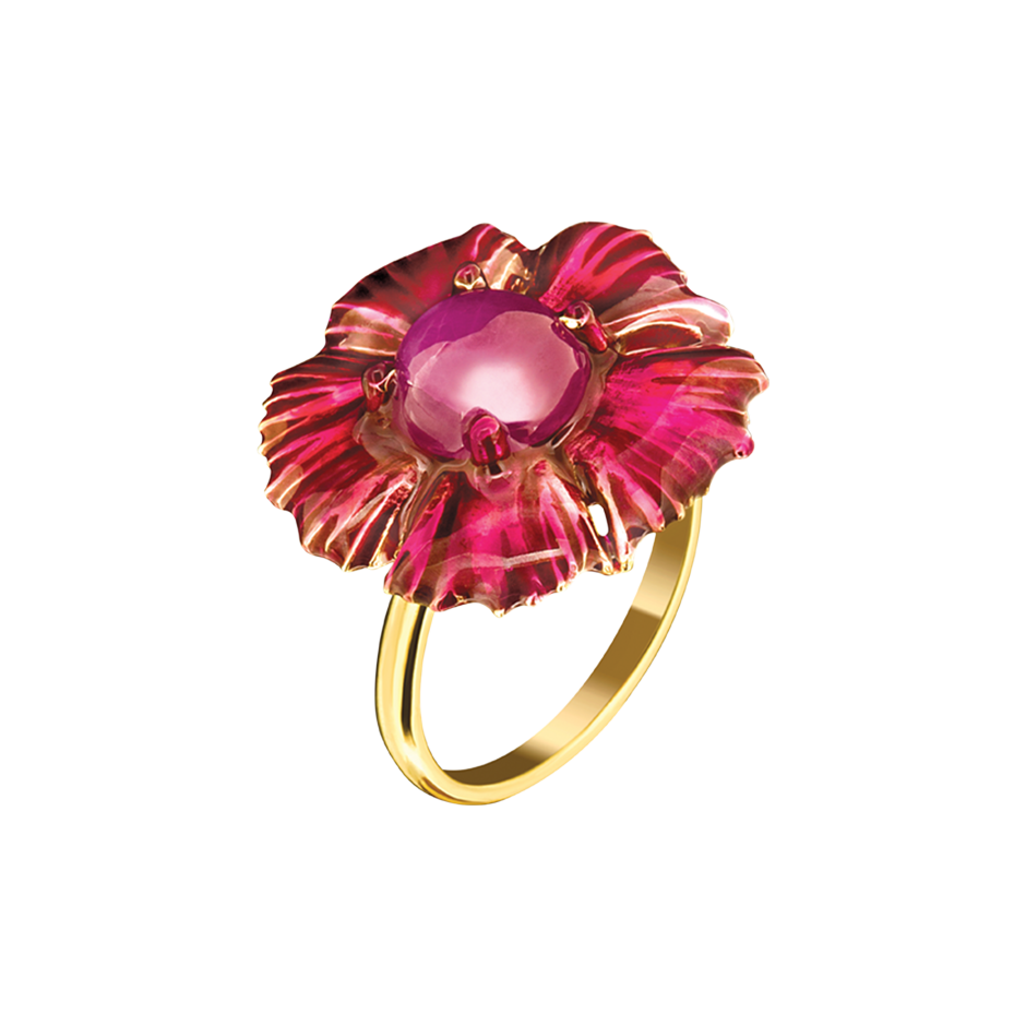 Pink Flower Band Ring